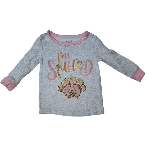 Baby Girls PJ Essentials Turkey Thanksgiving Fall I'm Stuffed Shirt Top 12 month - Picture 1 of 5